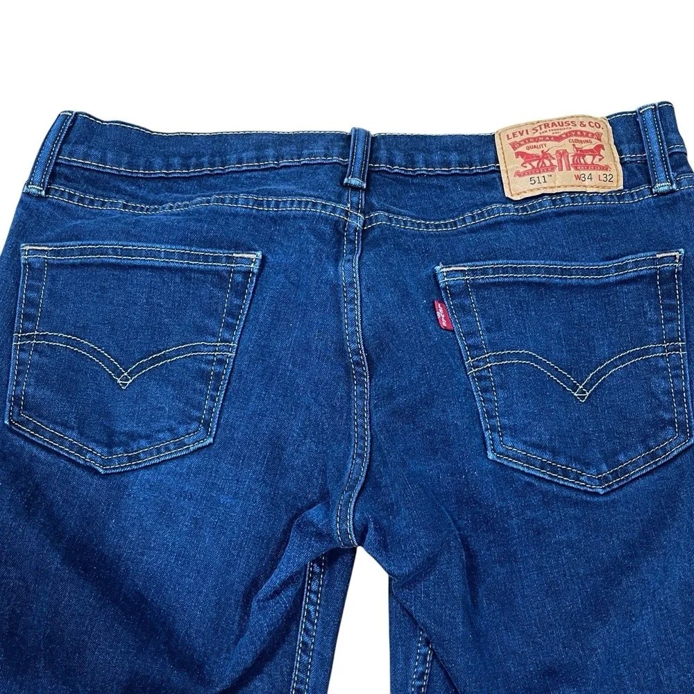 Levi's 511 Slim Straight Jeans Mens 34x32 (Fits 34x31) Dark Wash Blue Denim